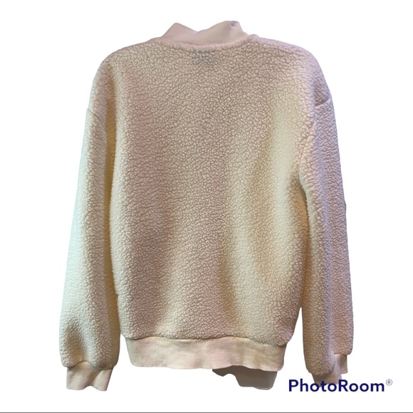 Zyia Active Fleece Jacket Flying V Cream Bomber Style Size L - Picture 2 of 15